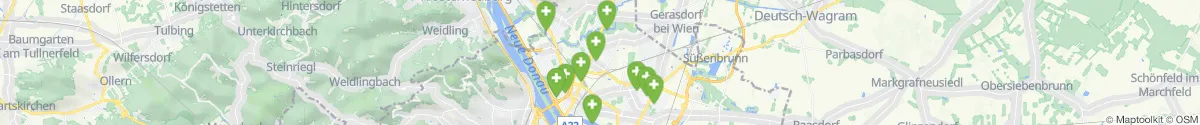 Kartenansicht für Apotheken-Notdienste in der Nähe von 1210 - Floridsdorf (Wien)
